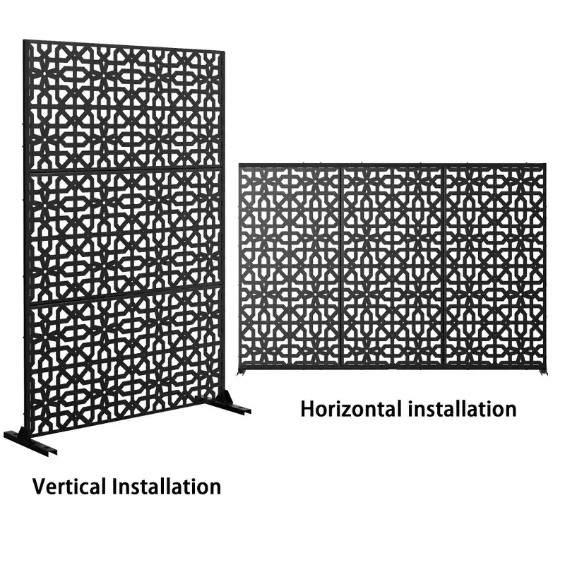 Dovelina 72x47 Metal Privacy Screen 3 Panels Freestanding Partitions and Room Divider