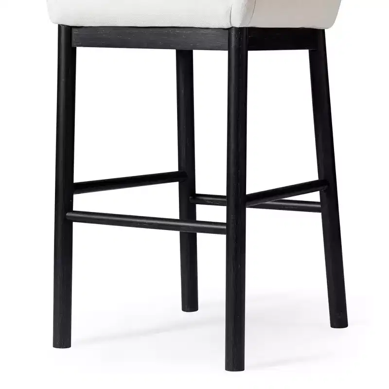 Upholstered High Back Bar Stool, Gray Fabric, 1-Person