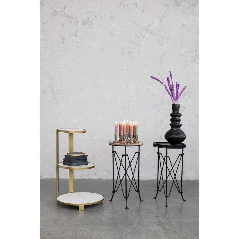 Round Metal Side Table with Claw Feet