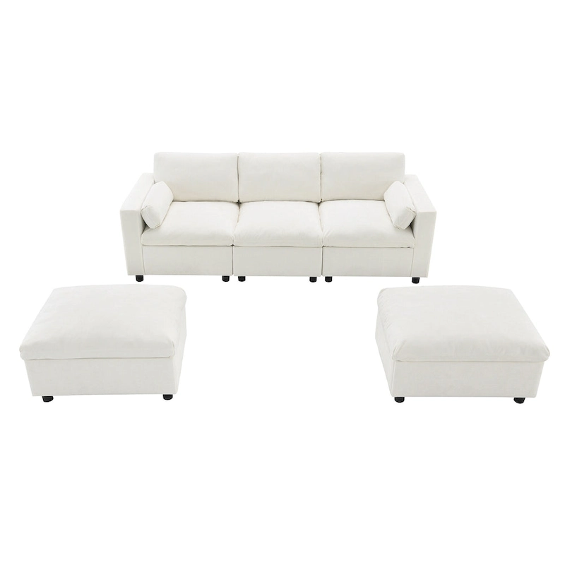 U Shaped Chenille Modular Sectional Cloud Sofa with 2 Ottoman, Pillows