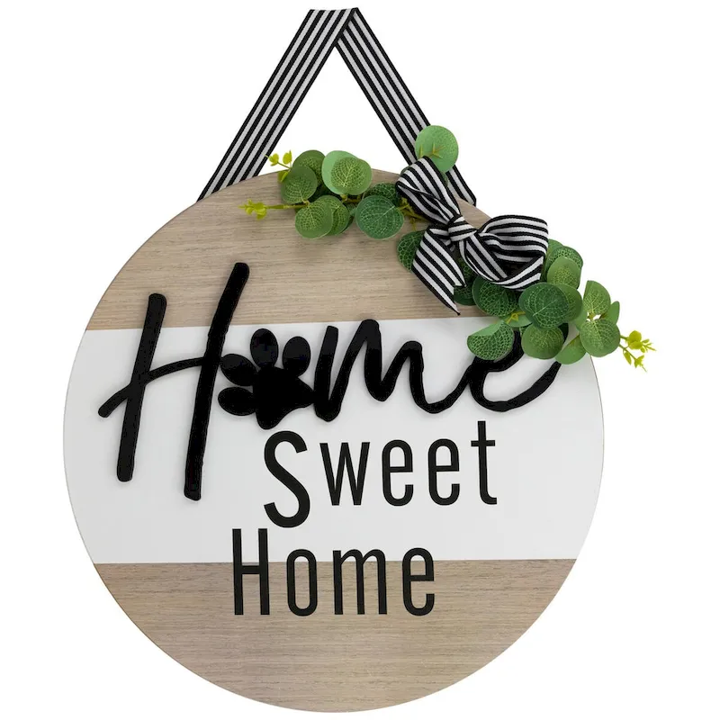 Home Sweet Home Paw Print Wall Sign - 15.75