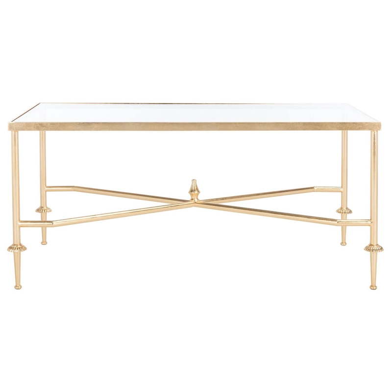 SAFAVIEH Couture Araminta Gold Leaf Coffee Table - 44  W x 24  L x 20.5  H - 44Wx24Dx21H