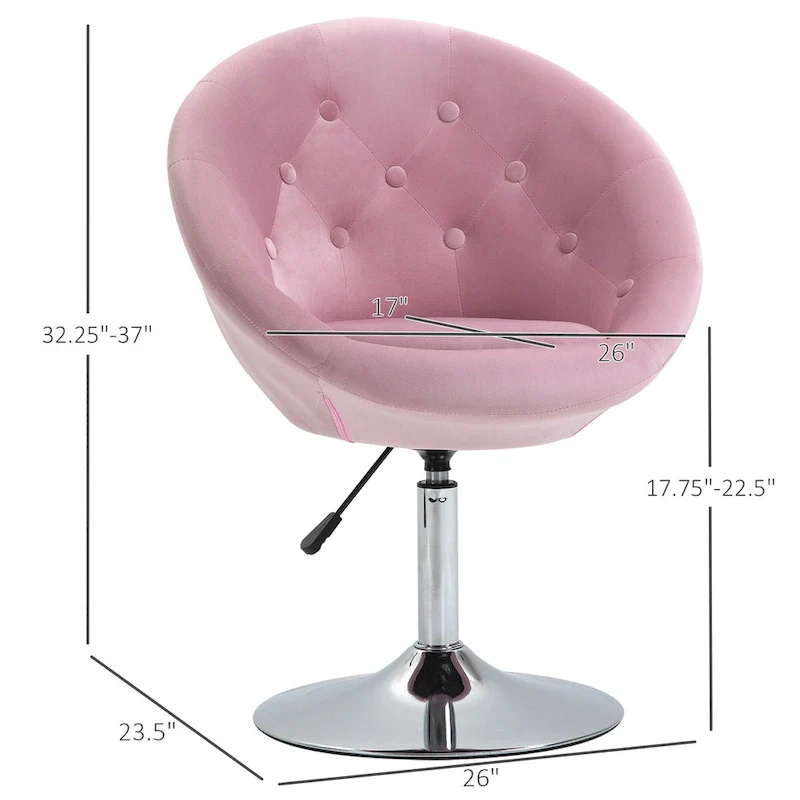 HOMCOM Swivel Accent Chair Modern Makeup Vanity Chair Adjustable Height Leisure Lounge Chair