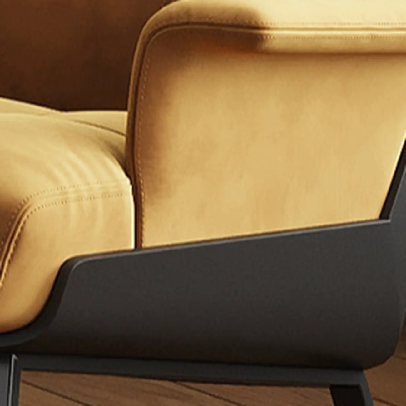 Art Deco Flannel Tufted Back Accent Chair with Arms