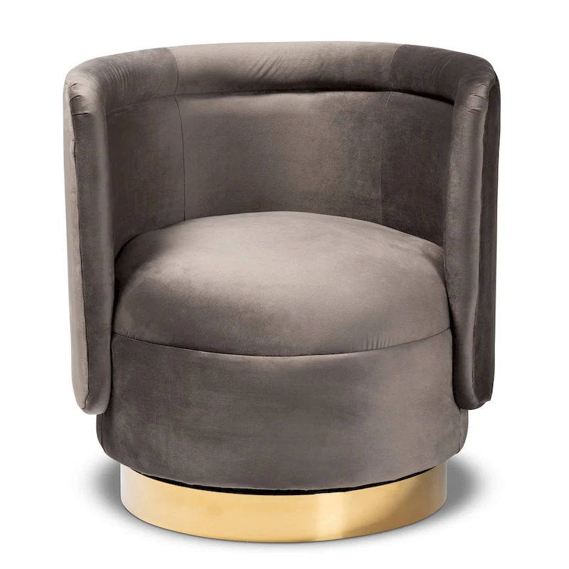 Saffi Glam and Luxe Upholstered Swivel Accent Chair