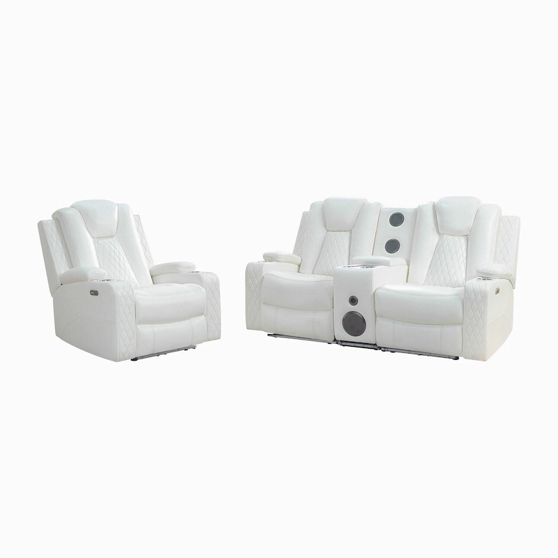 Deluxe Theater-Style Reclining Sofa Set with Power Recline, LED Lights, Wireless Charging and bluetooth Speaker