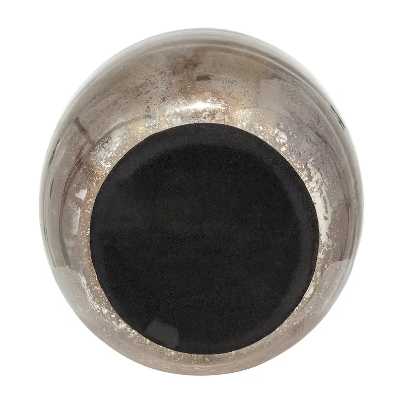 Sagebrook Home Glass Vase with Aluminum Rim and Sleek Glam Design