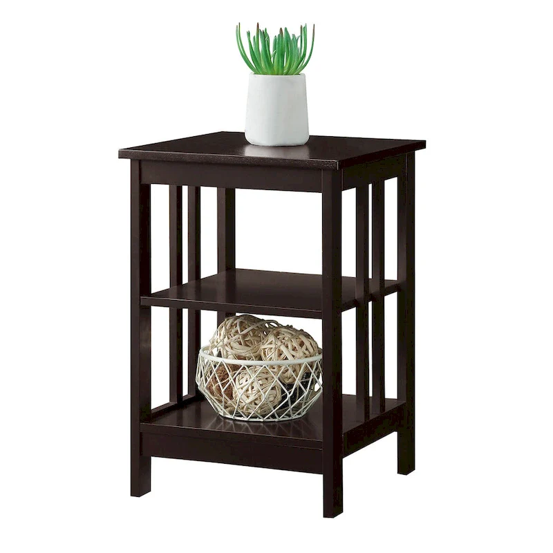 Mission End Table with Shelves