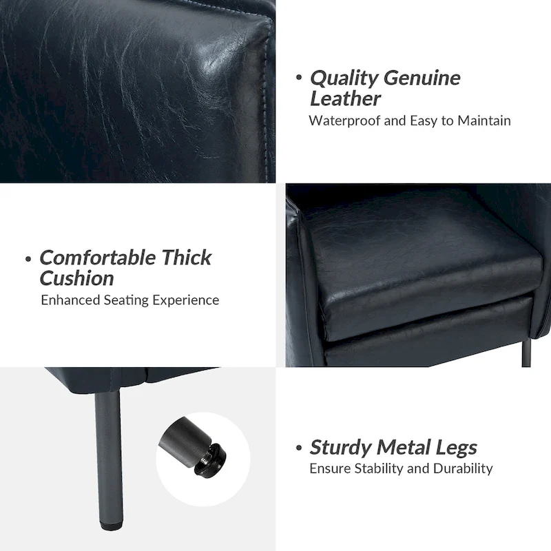 Jaime Modern Vegan Leather Accent Chair with removable Cushion by HULALA HOME