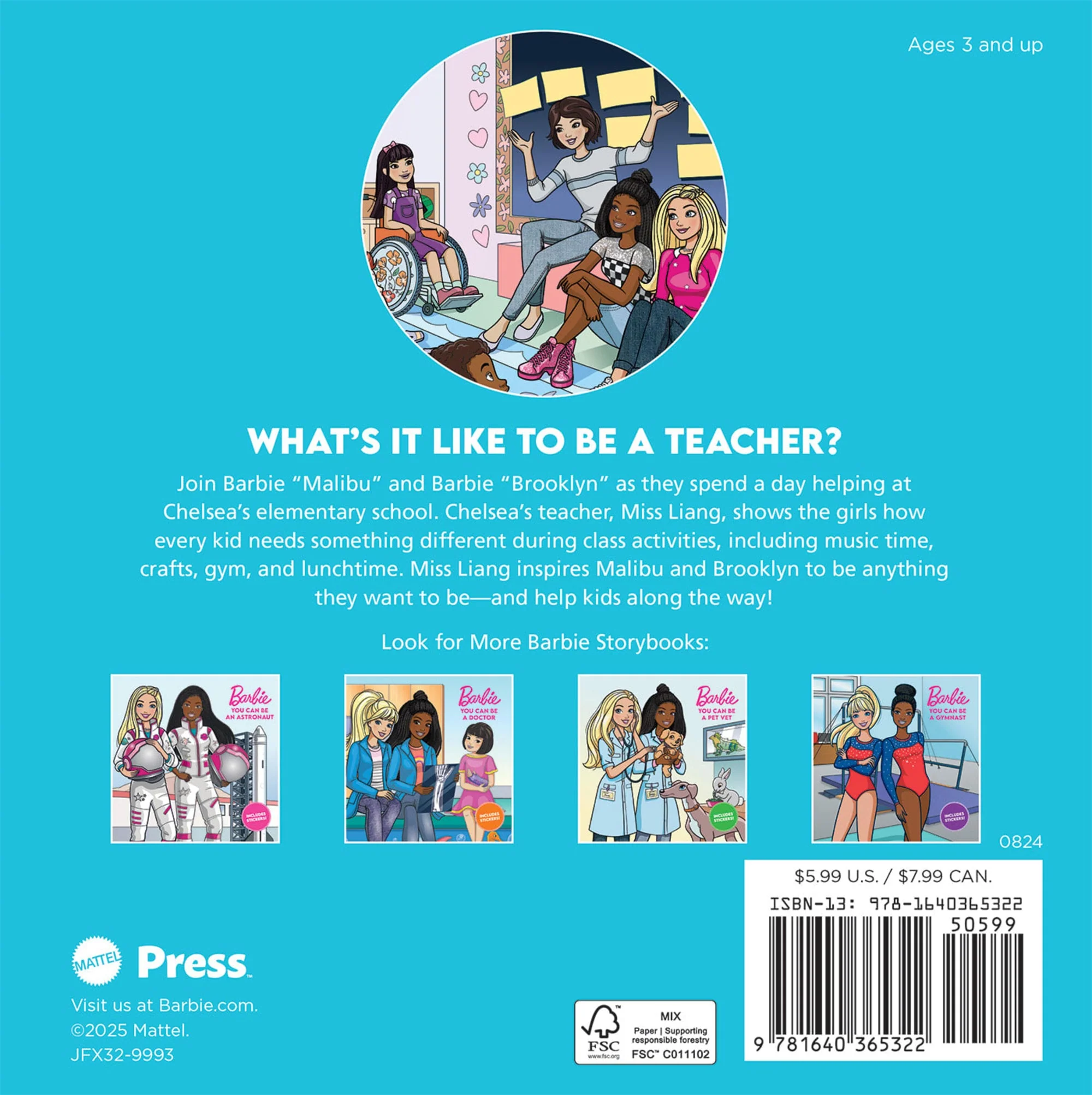 Barbie: You Can Be A Teacher, Paperback Book For Kids, Includes 2 Sticker Sheets