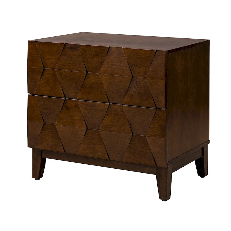 Ethel Mid-Century 2-Drawer Storage Nightstand with Adjustable Solid Wood Legs and Charging Station By HULALA HOME