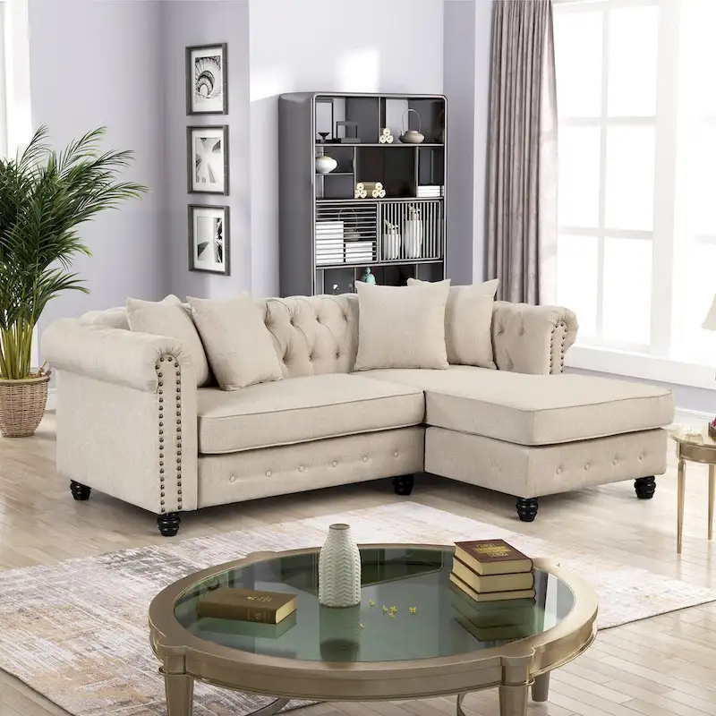 Morden Fort Chesterfield Sofa Living Room Furniture Couches Linen