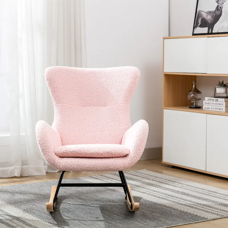 Velvet Fabric Padded Seat Rocking Chair