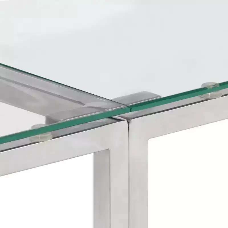 vidaXL Console Table Hallway Living Room Stainless Steel and Tempered Glass