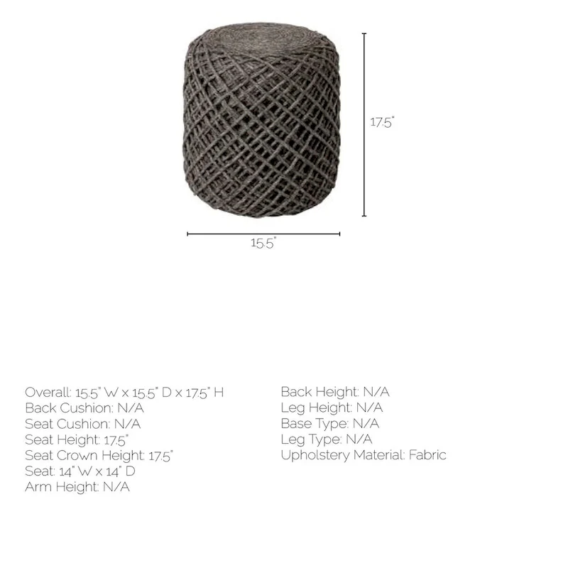 Mercana Allium Brown Woven Wool Round Pouf