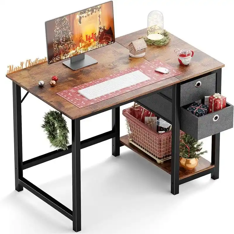 Computer Desk with Drawers and Bottom Shelf
