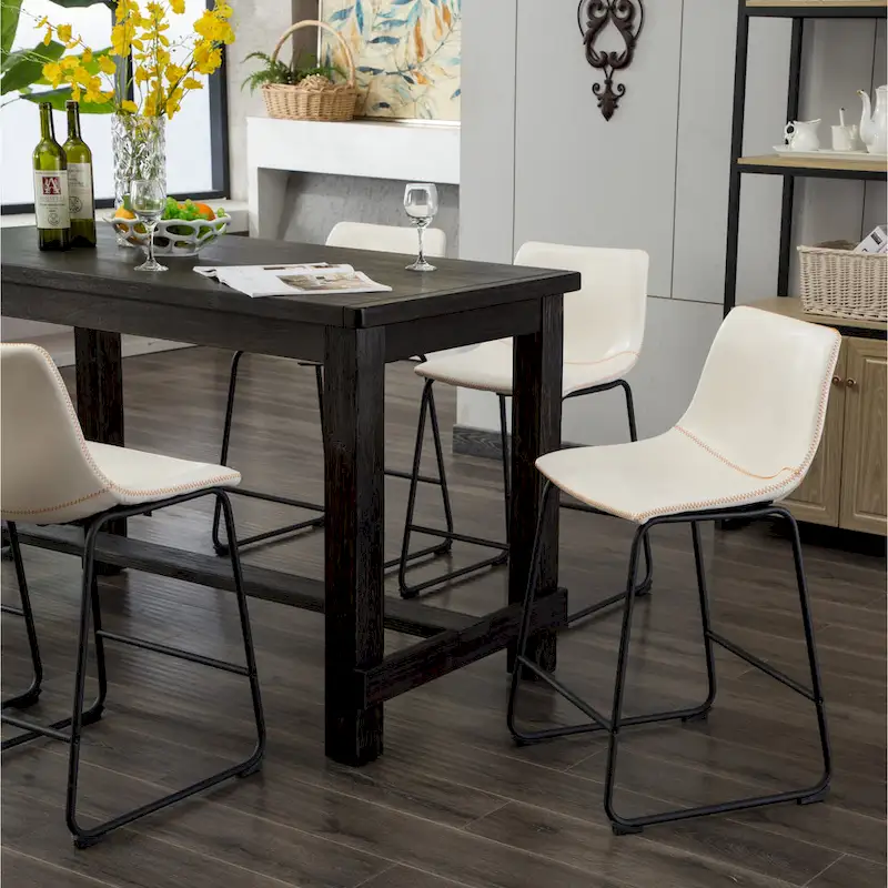 Lotusville 7-pc. Counter-height Black Wood Dining Set