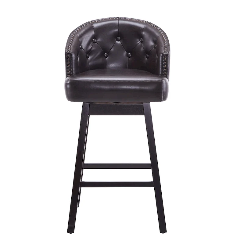 Roomfitters 33.25 Swivel Upholstered Counter Stools, Set of 2 Armless Bar Chairs with Rubberwood Frame and Footrest