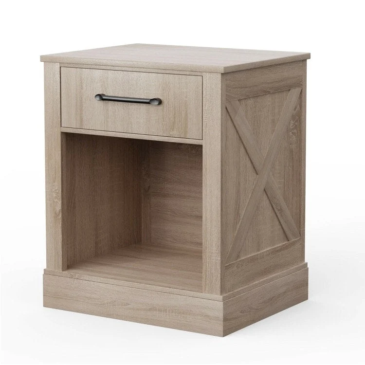 Compact Nightstand with Drawer and Shelf