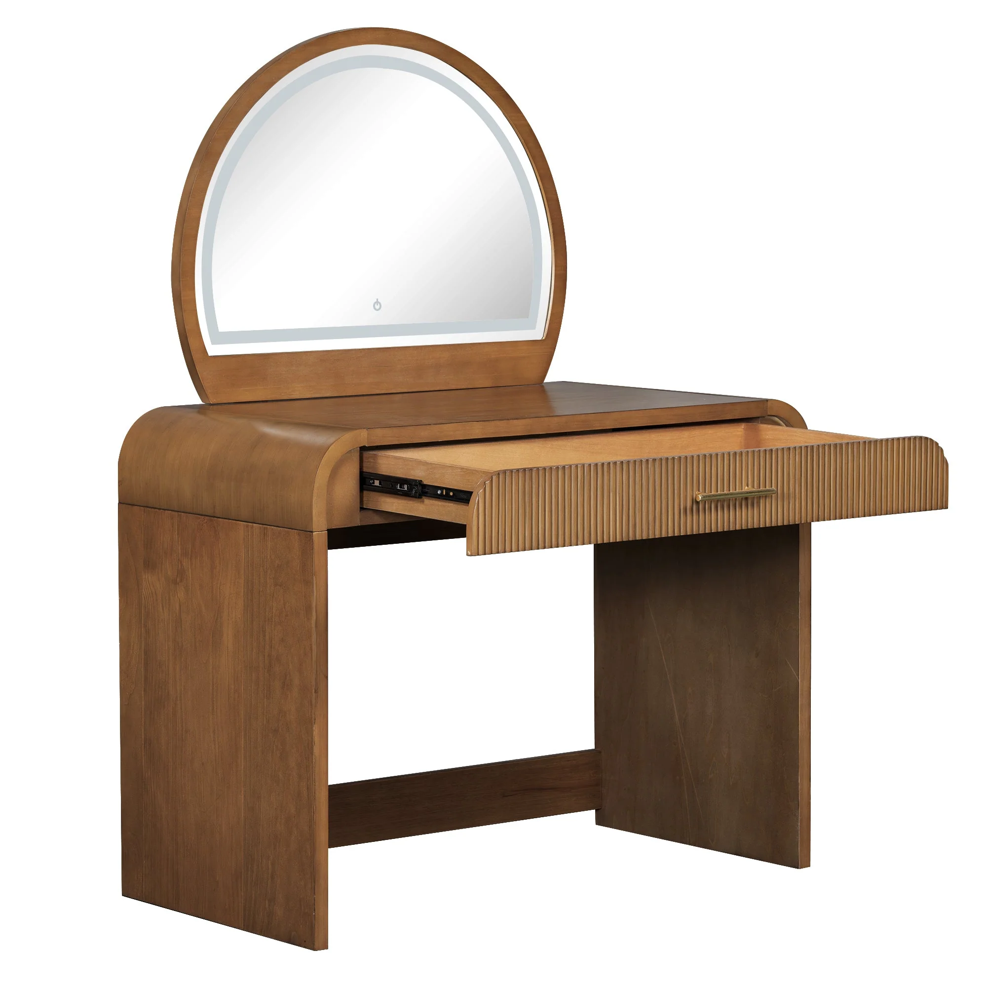 Walker Edison | Modern Reeded Curve Design Makeup Vanity Table