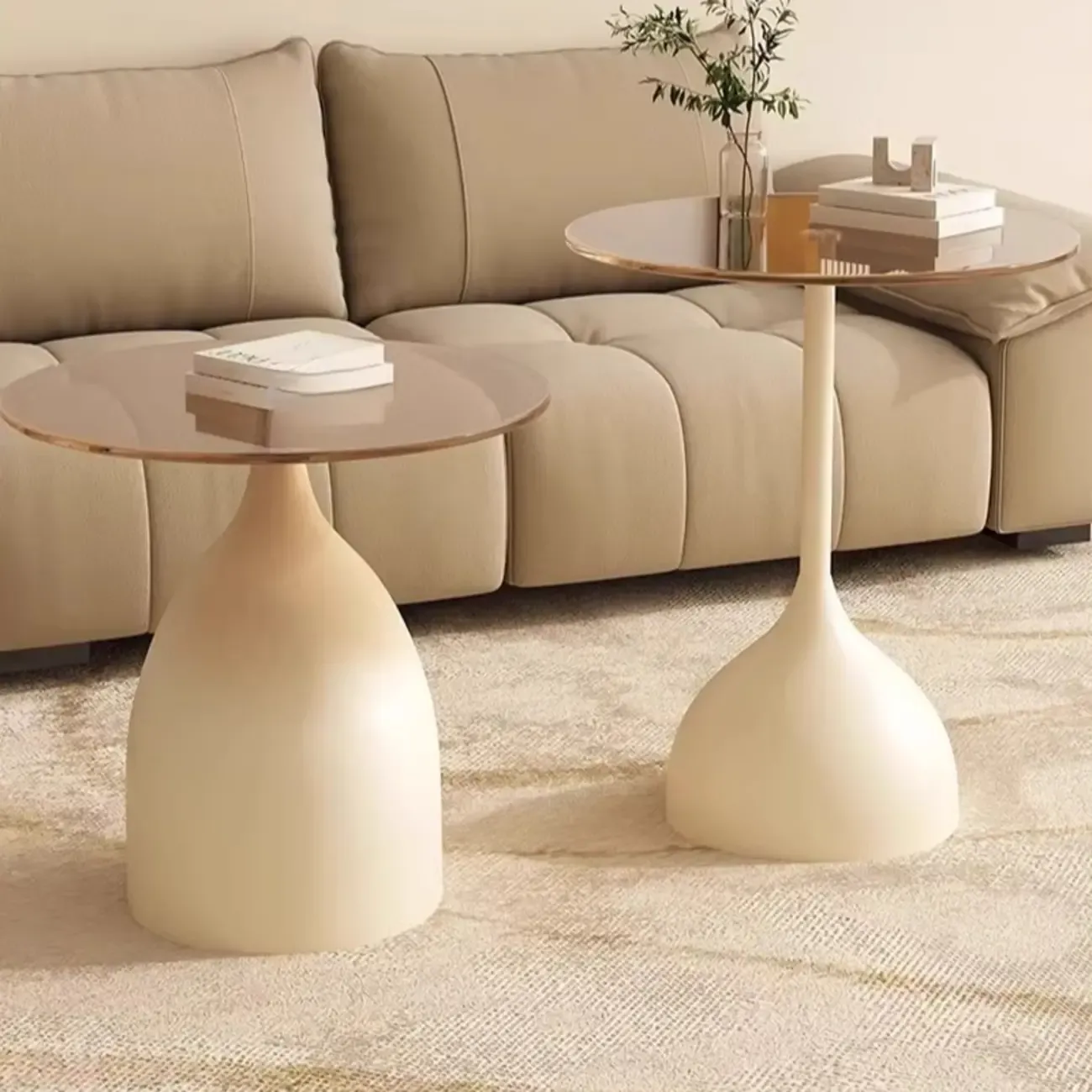 Classic Glass Pedestal Base Circular Chairside Table - Table Only