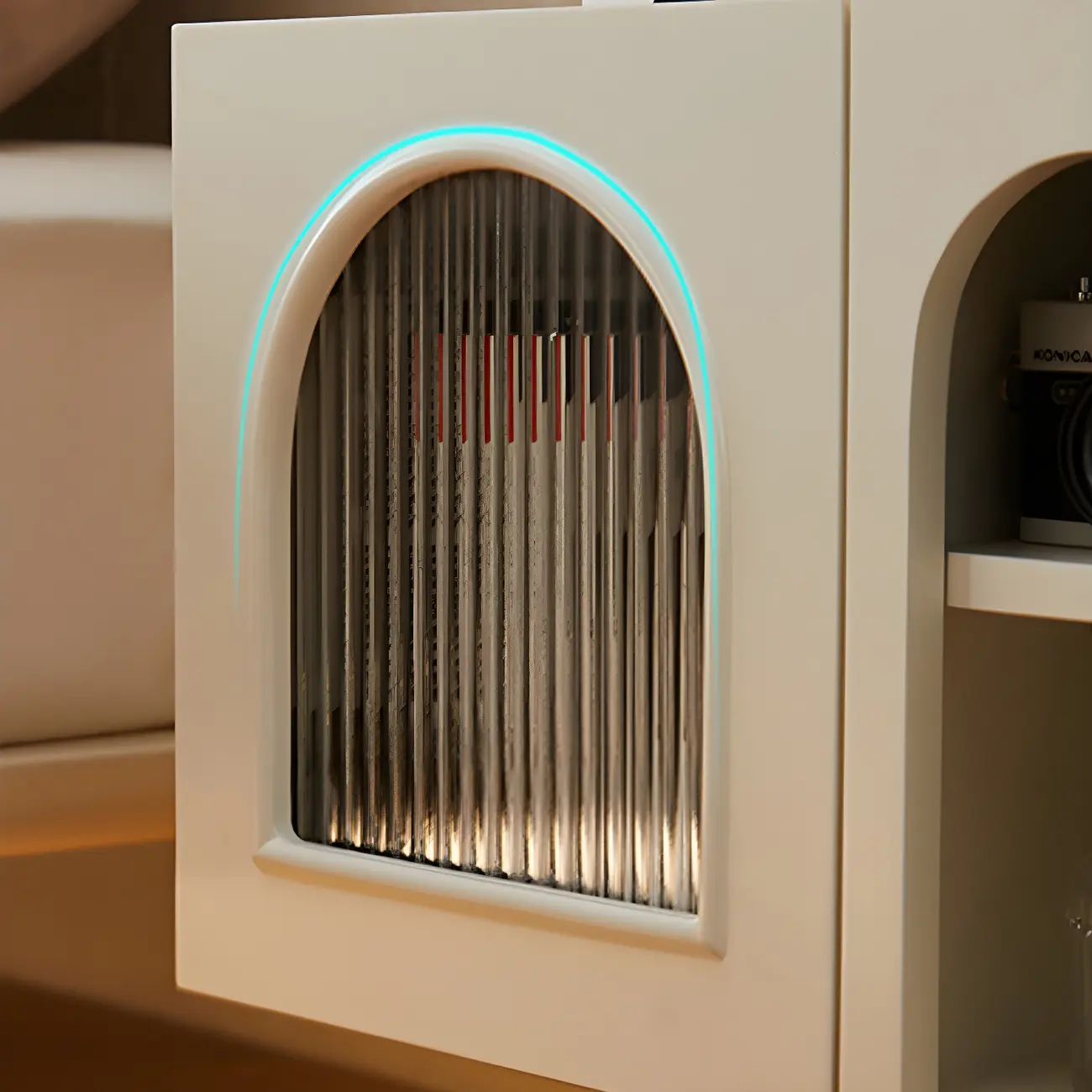 Narrow Cubic Wooden Black Nightstand in Steel Base