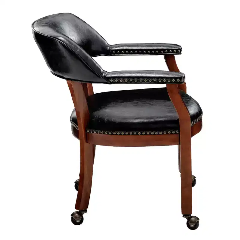 Breighton Home Take a Seat Dillon Armchair with Wheels in Black Vegan Leather