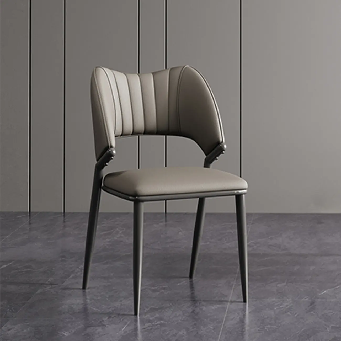 Modern Faux Leather Curved Back Armless Dining Chair