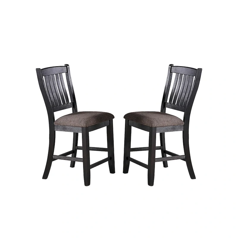 Dark Coffee Fabric Upholstered Side Chairs, Black(Set of 2)