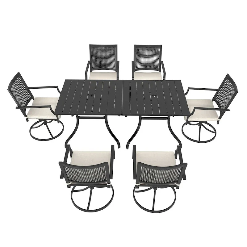 Steel square dining table with chair (set of 6)
