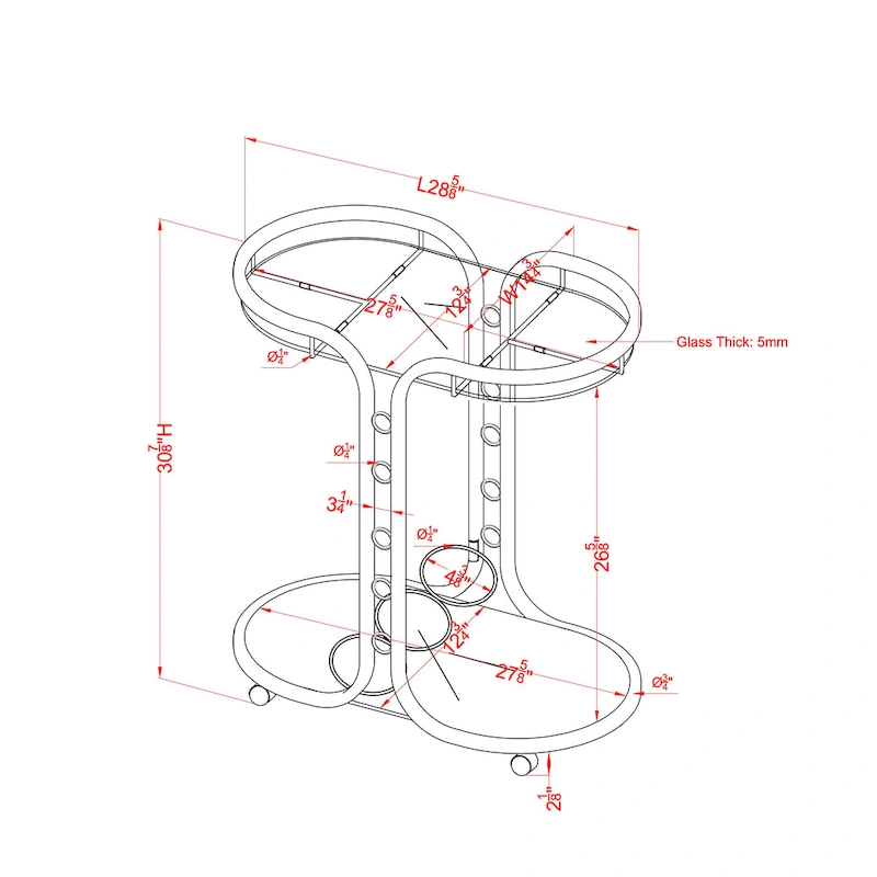 Daxton Modern Chrome Glass Top Serving Cart with Casters by Furniture of America