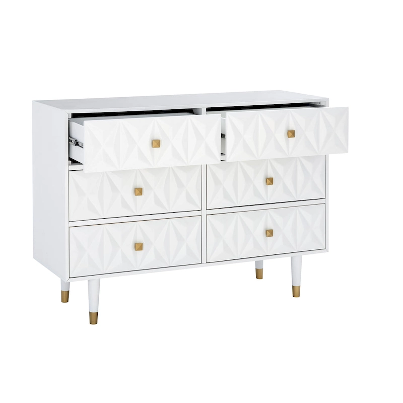 Bea Geometric Textured Glam 6-drawer Dresser