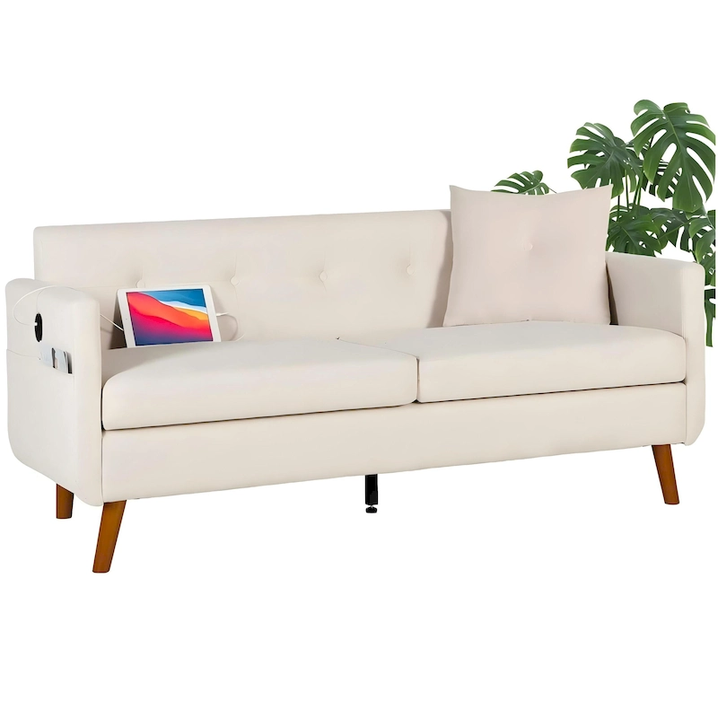 Modern 65 inch Loveseat Sofa w/ 2 USB Charging Ports