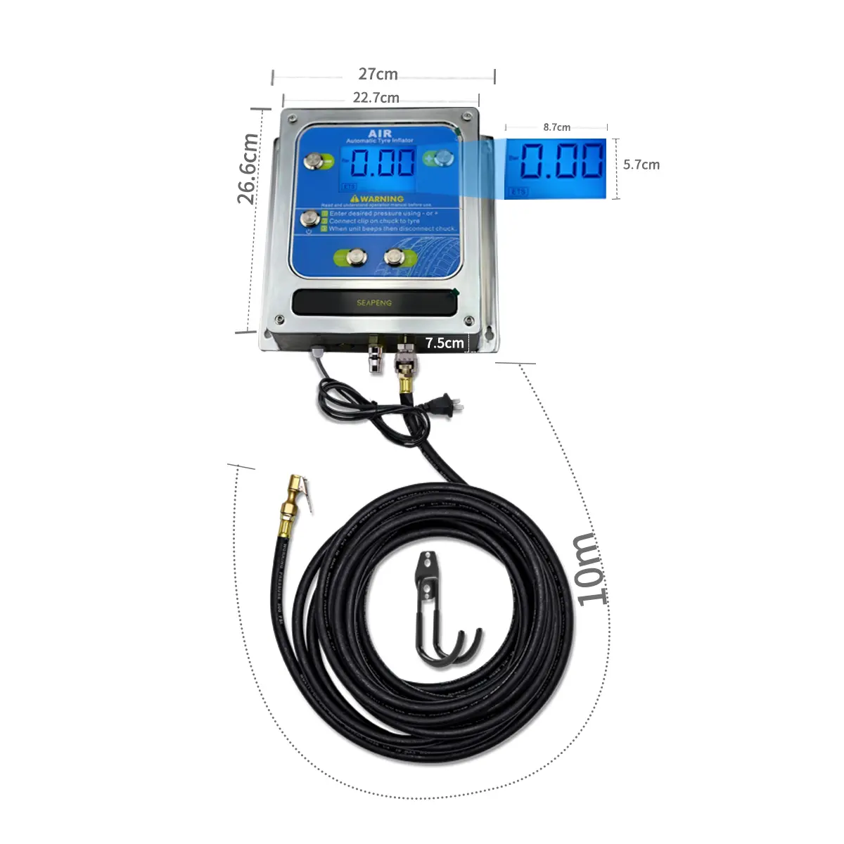 SEAPENG DP-Q07 Wall-Mounted Aluminum Tire Inflator for cars, trucks, RVs and garages