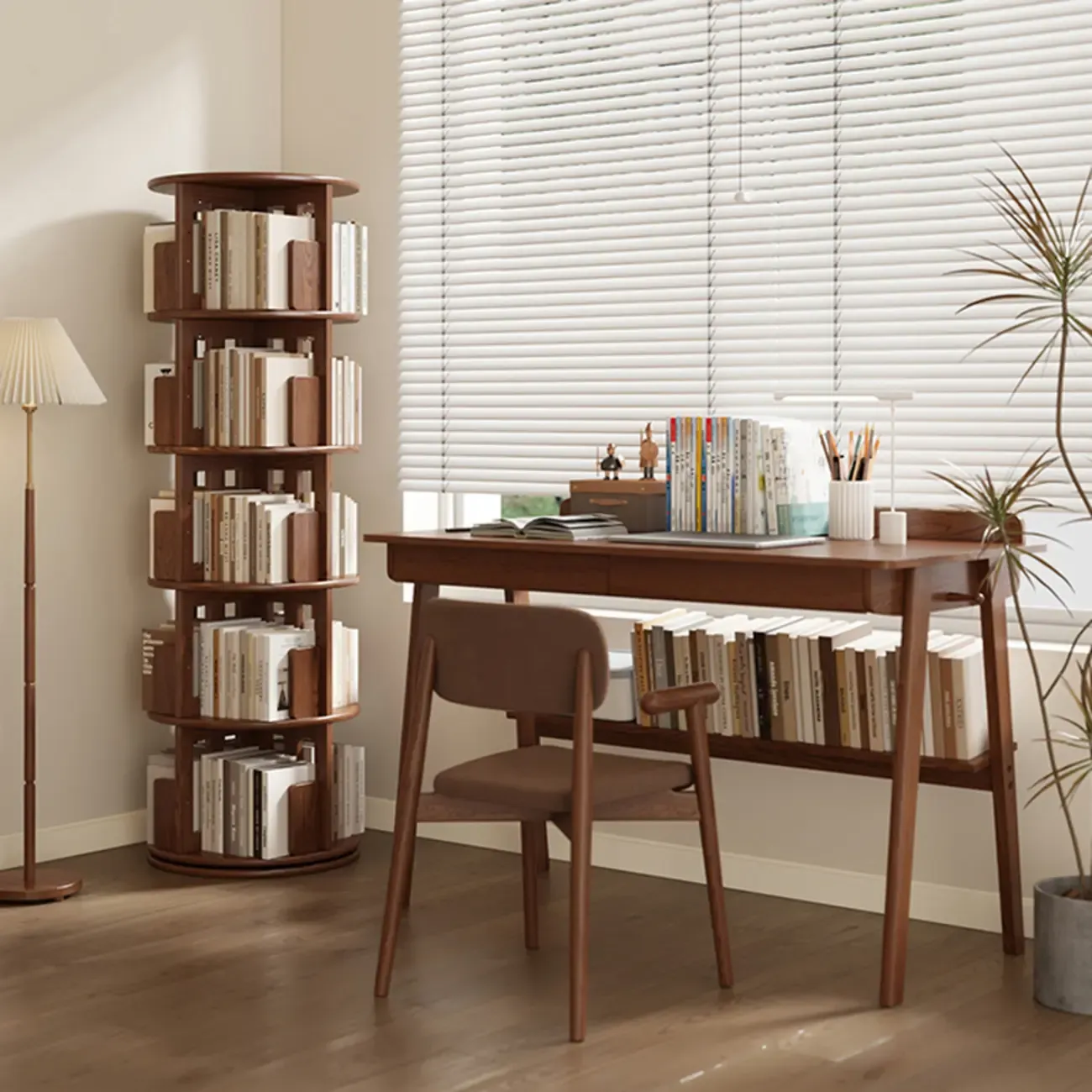 Wooden Vertical Narrow Rotating Bookcase