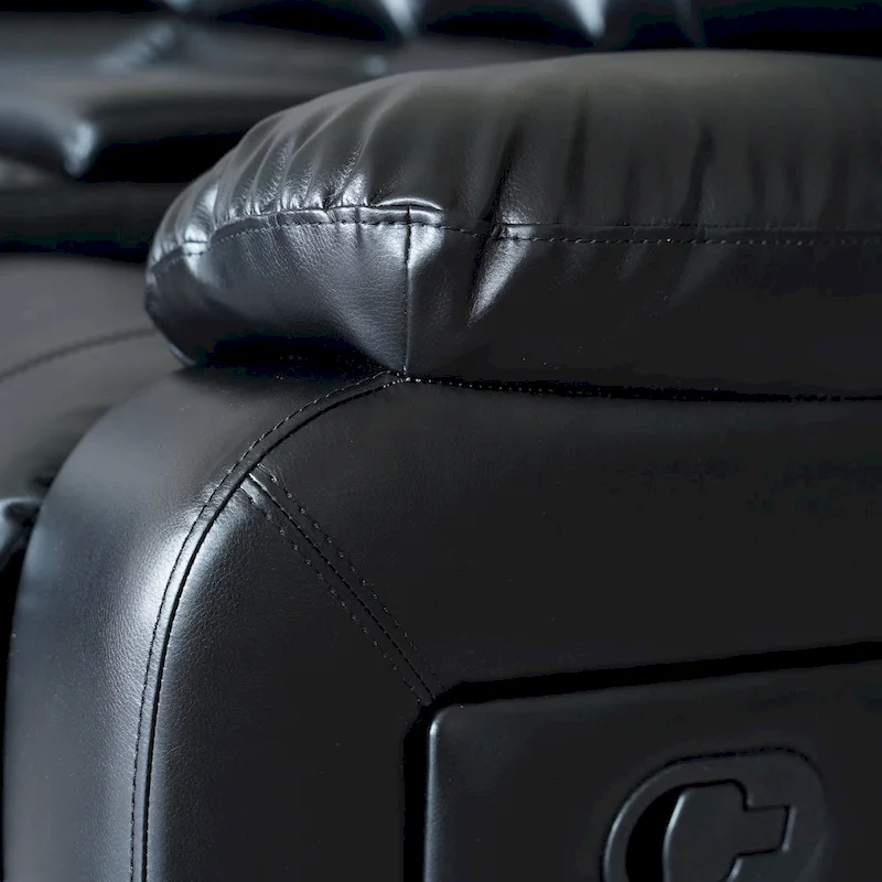 2-Piece Classic Faux Leather Manual Reclining Living Room Sofa Set with Console and Cup Holders