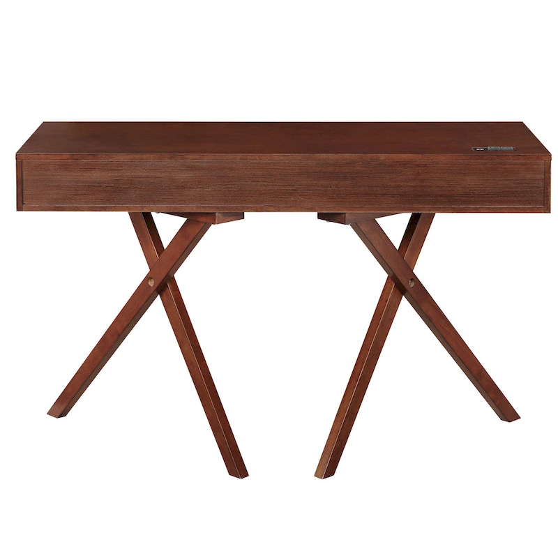 Foli Transitional 47-inch Wood 2-Drawer Desk with USBs and Power Outlets by Furniture of America