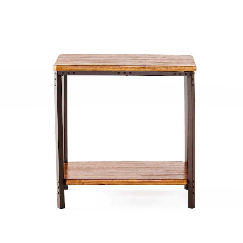 Ronan Wood Rustic Metal End Table by Christopher Knight Home