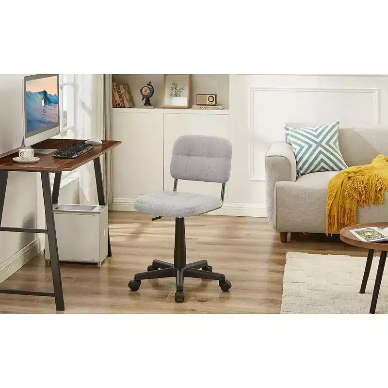 Gray / White Armless Swivel Office Chair, Height Adjustable, Seats 1