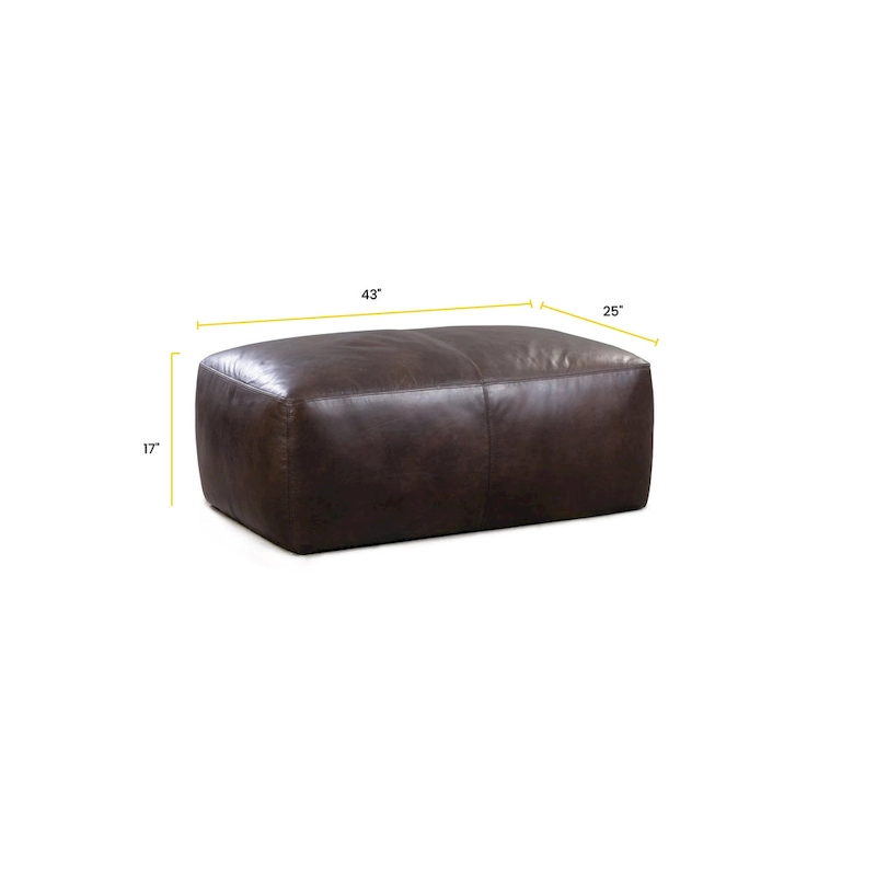Poly & Bark Denver Leather Ottoman - Full Grain Genuine Italian Leather
