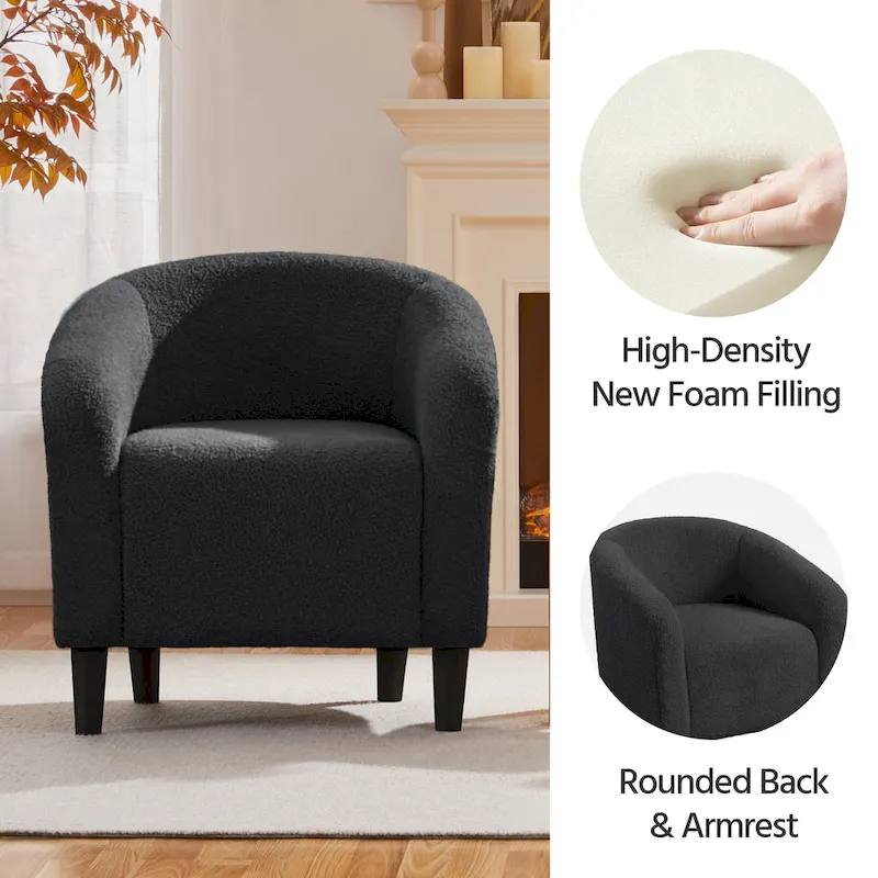 Yaheetech Club Chair Accent Barrel Chair Upholstered Arm Chair