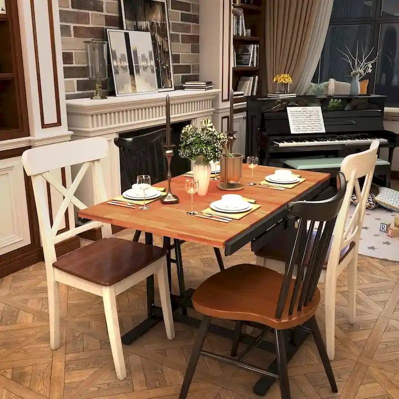 Versatile Convertible Dining Table with Industrial Rustic Design for Compact Spaces