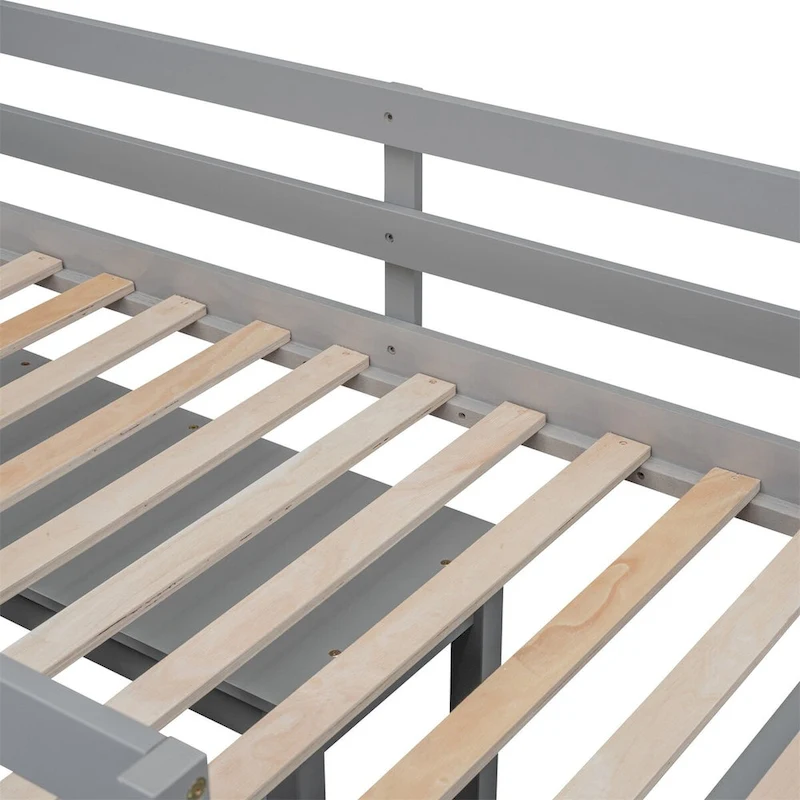 Merax Loft Bed with Retractable Writing Desk and 4 Drawers