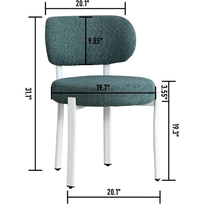 XINMICS Upholstered Modern Boucle Dining Room Chairs with White Metal Legs