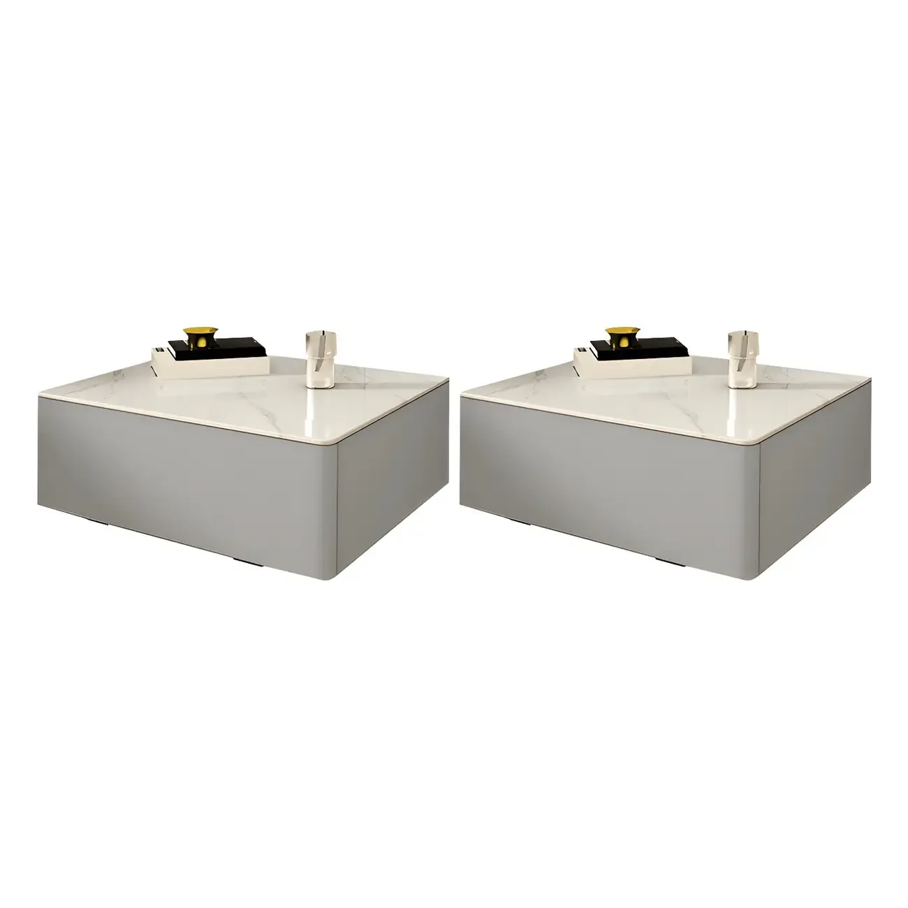 Modern Floating Stone Top Nightstand with Drawer