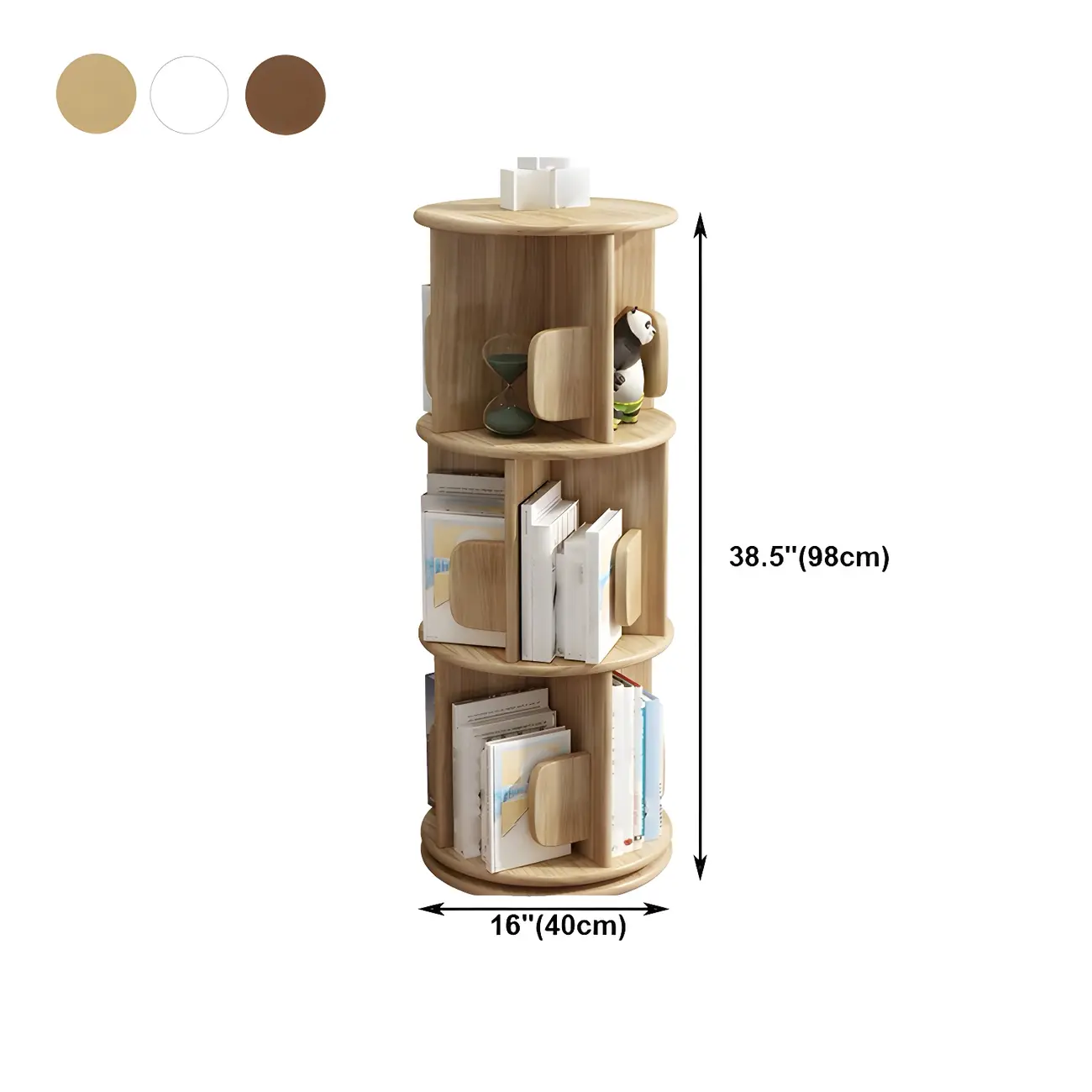 Rotatable Modern Solid Wood Geometric Display Bookcase