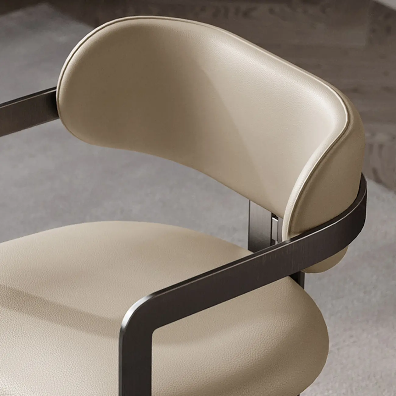 Modern Faux Leather Arm Dining Chair with Alloy Legs