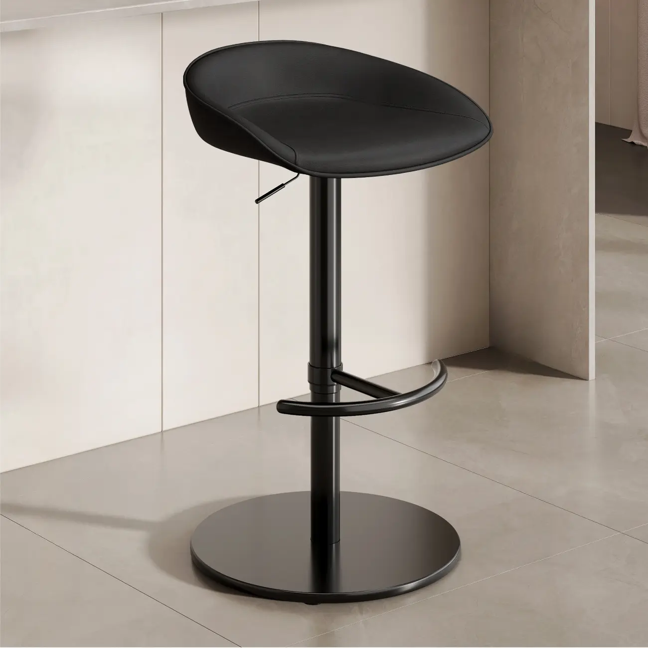 Industrial Modern Pedestal Leather Bar Stools