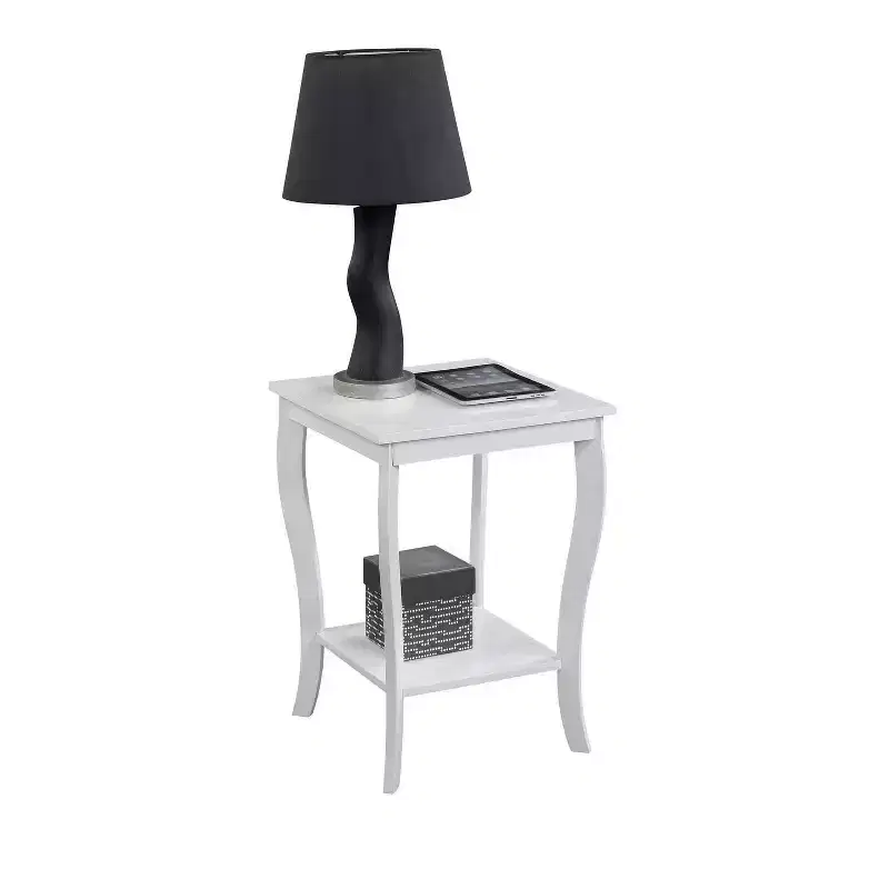 HomeStock Belmont Square End Table with Spacious Two Tier Shelves, Transitional Accent Table Perfect for Storage and Stylish Living Room Dcor