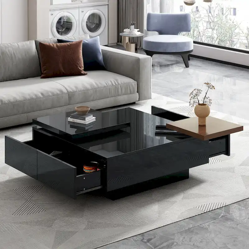 Square Wood Coffee Table with High Gloss finish